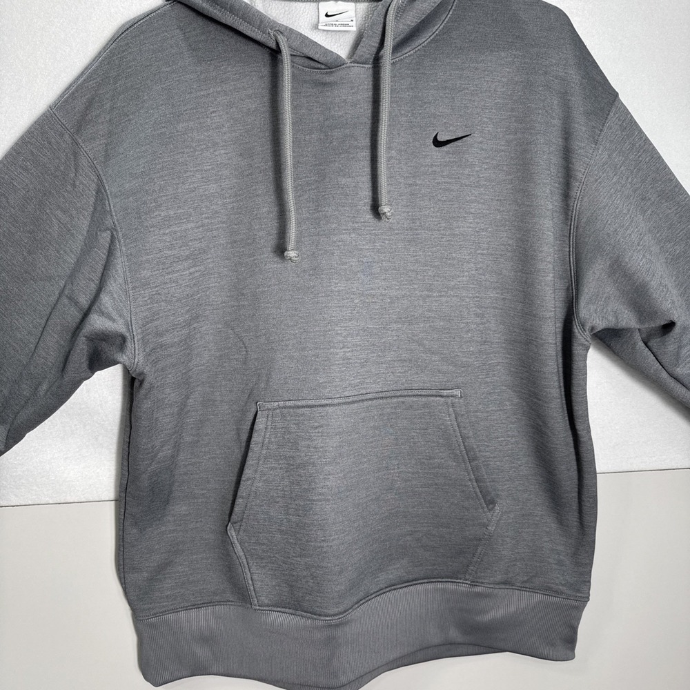 Nike Therma-Fit Men's‎ Gray/Black Logo Pullover Sweatshirt Hoodie Jacket Sz  Med
